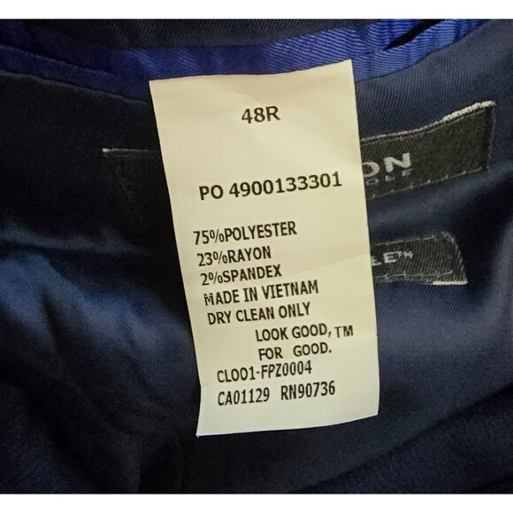 Kenneth Cole Reaction Techni-Cole Mens Blazer 48R Navy Polyester/Rayon Blend - Picture 4 of 4